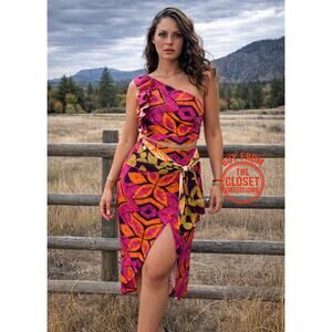 ZARA Printed Co-Ord Set Crop Top & Midi Skirt NWT